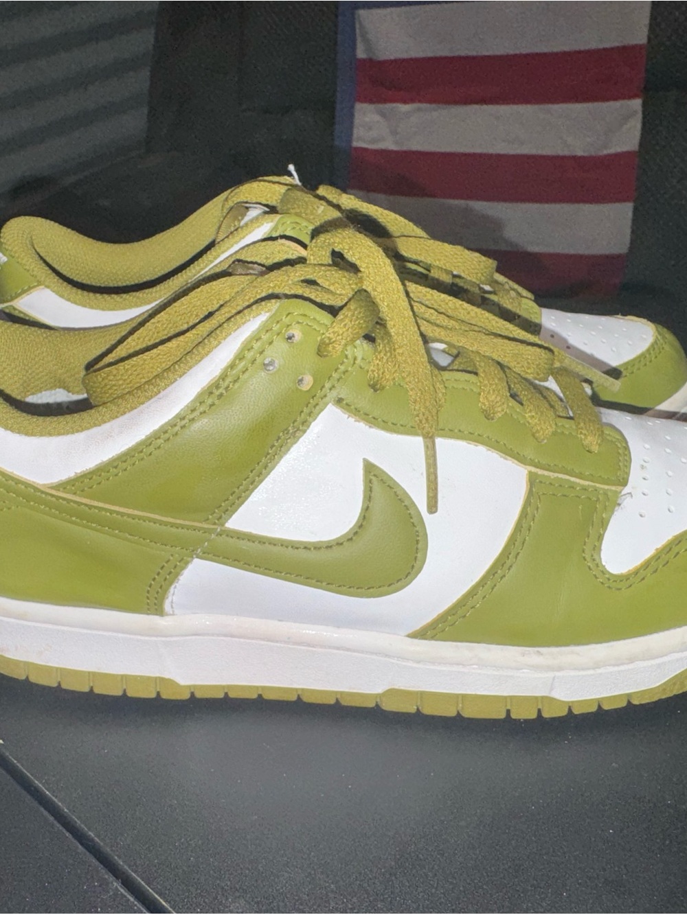 Nike Kids Olive Green and White Low-Top Sneakers